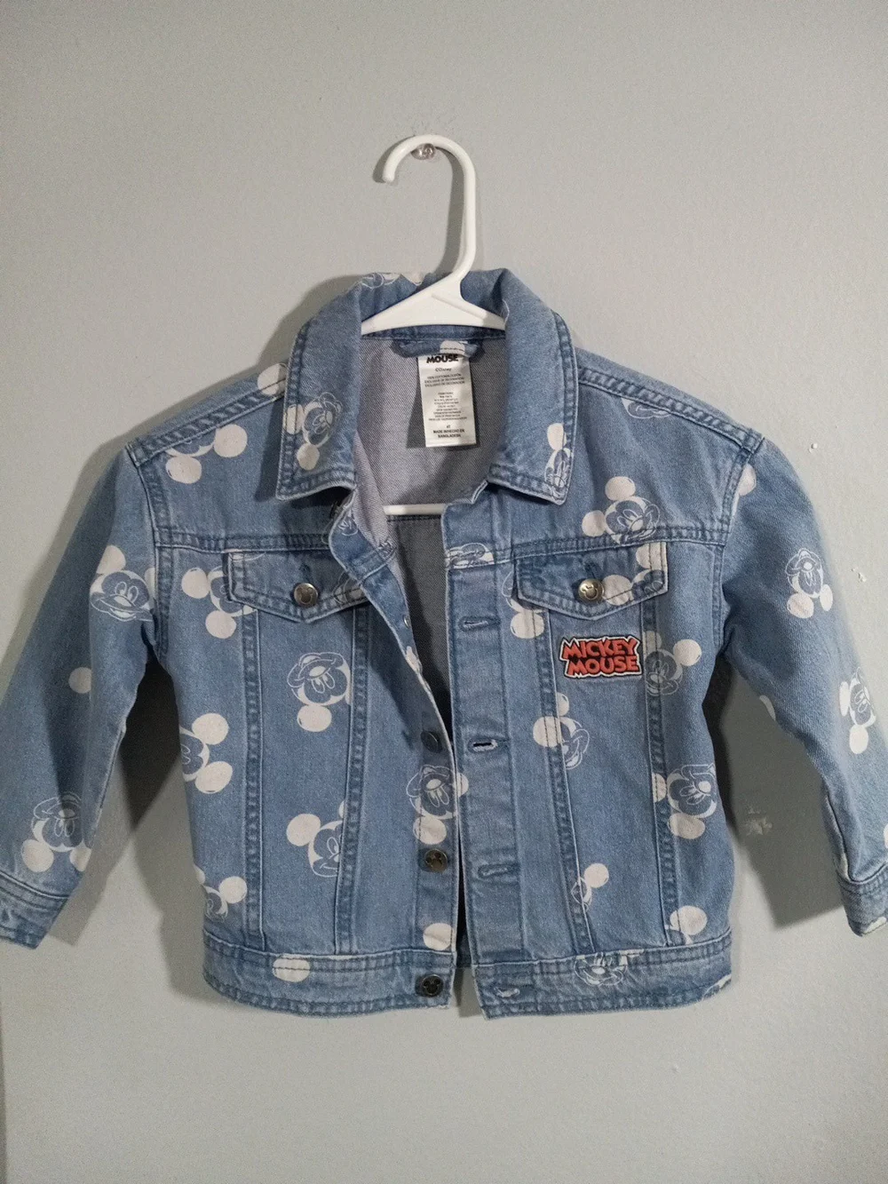 Disney Mickey Mouse Light Blue Denim Jacket for Kids Size 4T